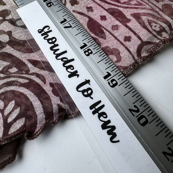 Vine Street Tank Top Large Burnout Paisley Pink Brown Made in USA Boho Stretch - Picture 8 of 11